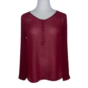 Daniel Rainn Women’s Sheer Burgundy Top Size Medium